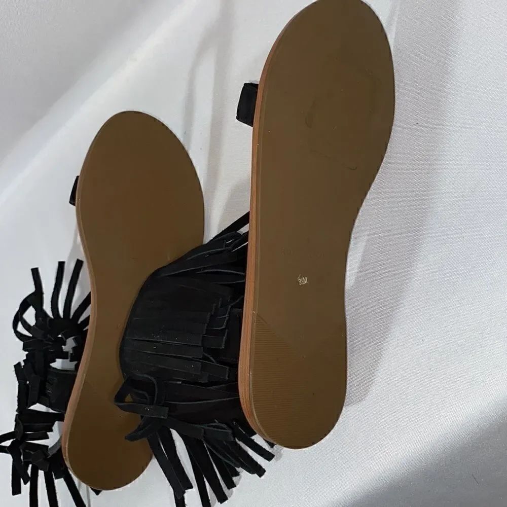 KATE SPADE ALEX SANDALS BLACK FRINGE - Picture 4 of 10